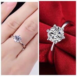1 Carat CZ 6MM Silver Engagement Wedding Ring NEW